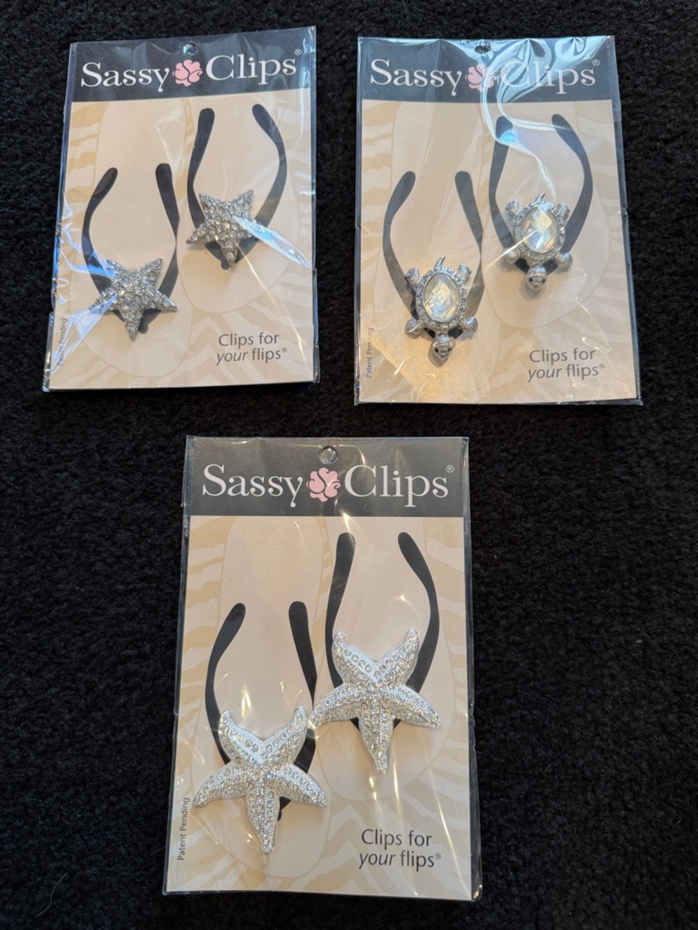 Kids Silver Starfish & Shell Flip Flop Charms
